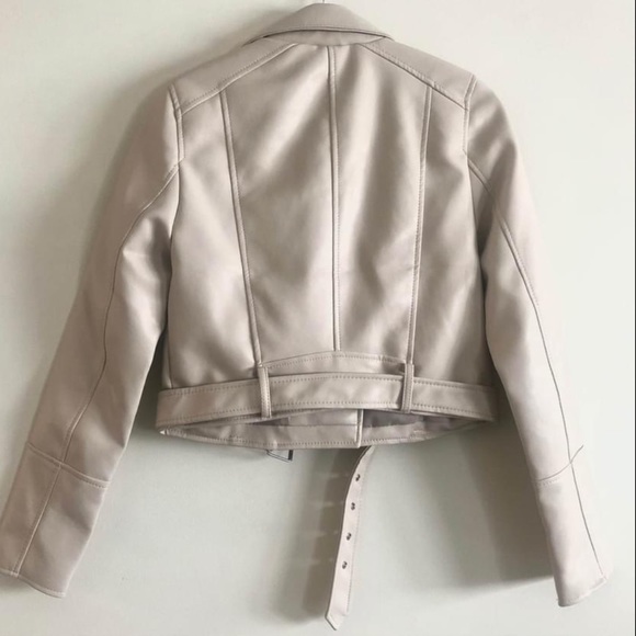 NWT Off White Vegan Faux Leather Biker Jacket - pull&bear - Picture 2 of 4